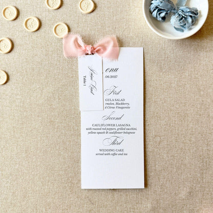 Blush Pink Wedding Menus with Name Cards | Set Of 10