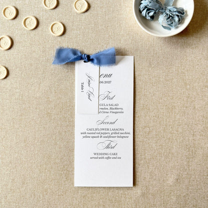 Dusty Blue Shower Menus with Place Cards | Set Of 10