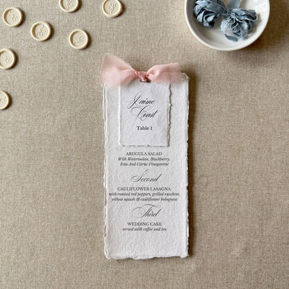 Blush Pink Shower Menus with Name Cards | Handmade paper | Set Of 10