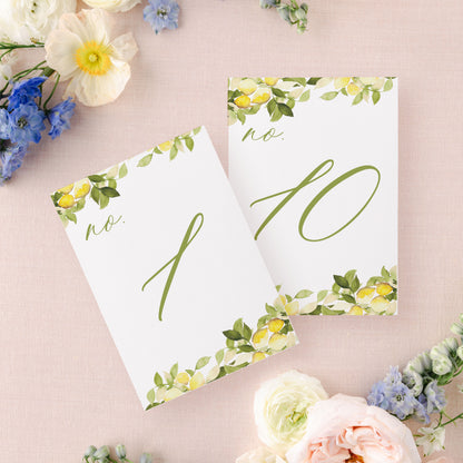 Yellow Lemons Watercolor Table Numbers | Watercolor Paper