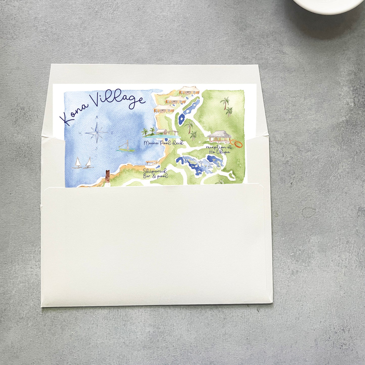 Custom Watercolor Map Envelope Liner | Set of 10