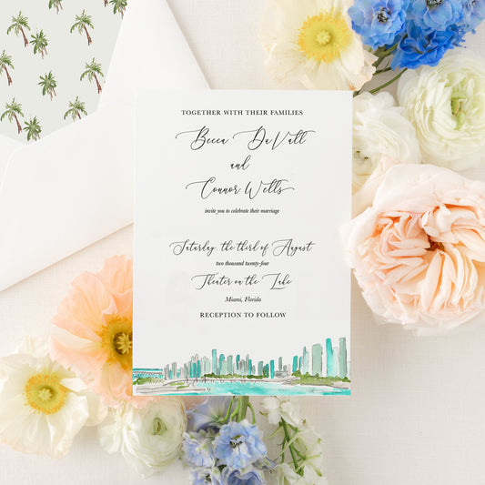 Miami Florida | Watercolor Wedding Invitations