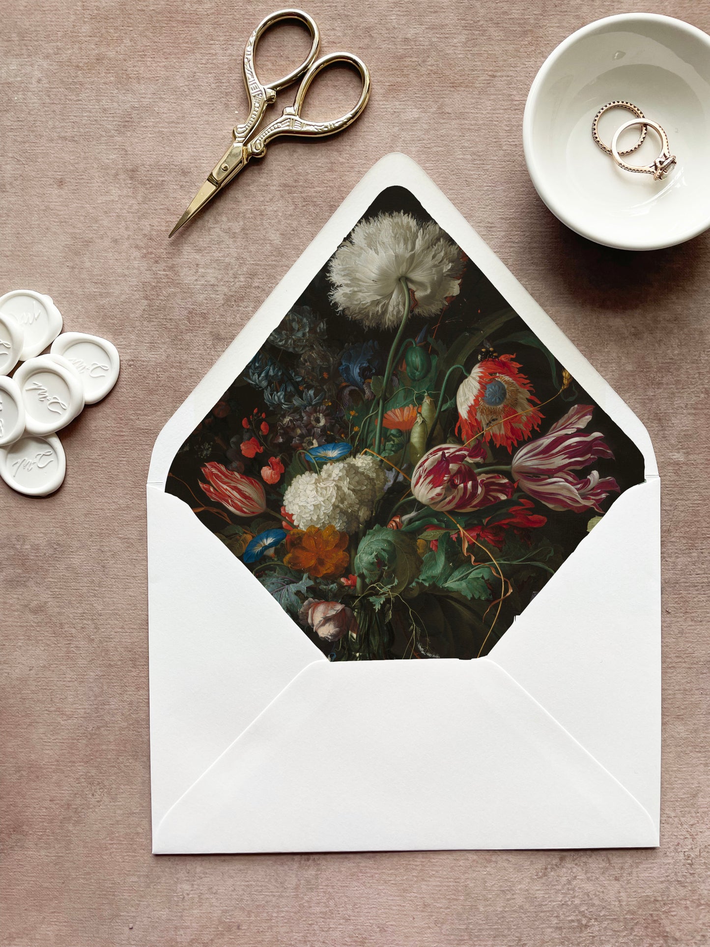 Moody Floral Envelope Liner | Euro Flap | Set of 10