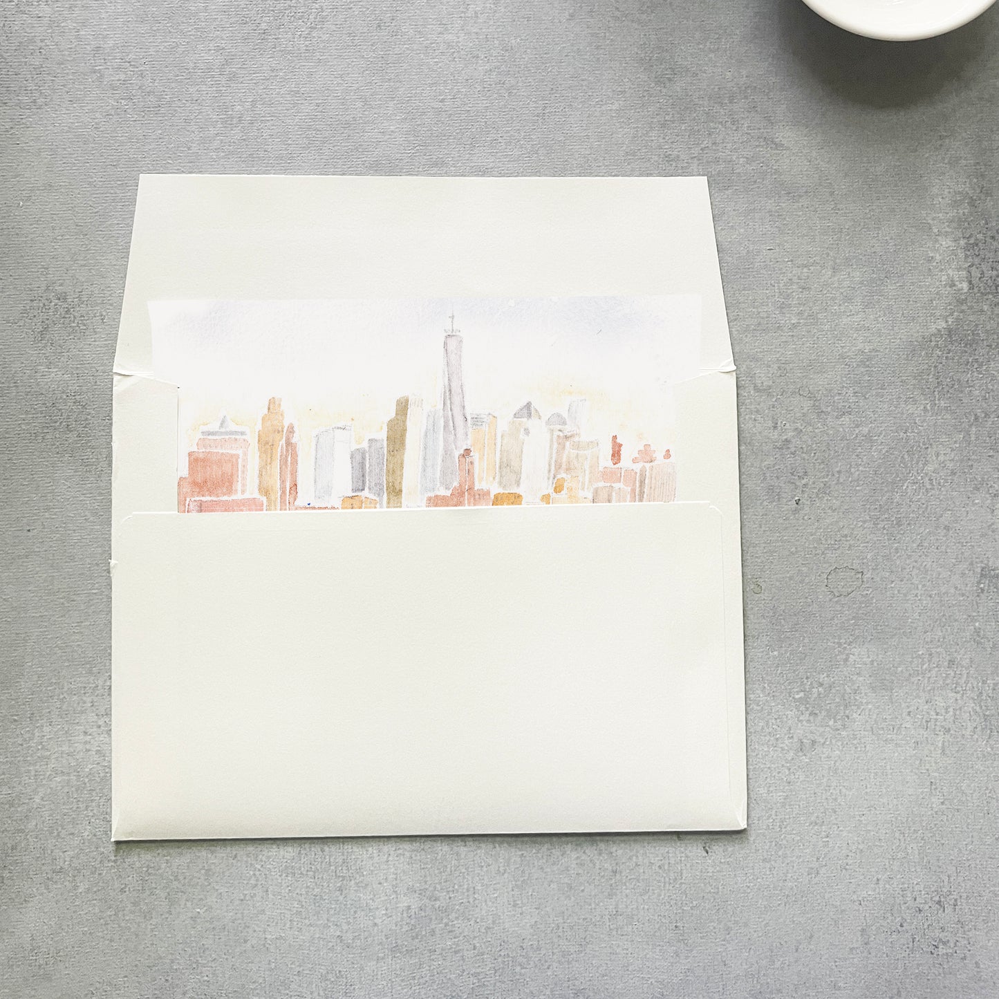 NYC Skyline Watercolor Envelope Liner | Square Flap | Set of 10