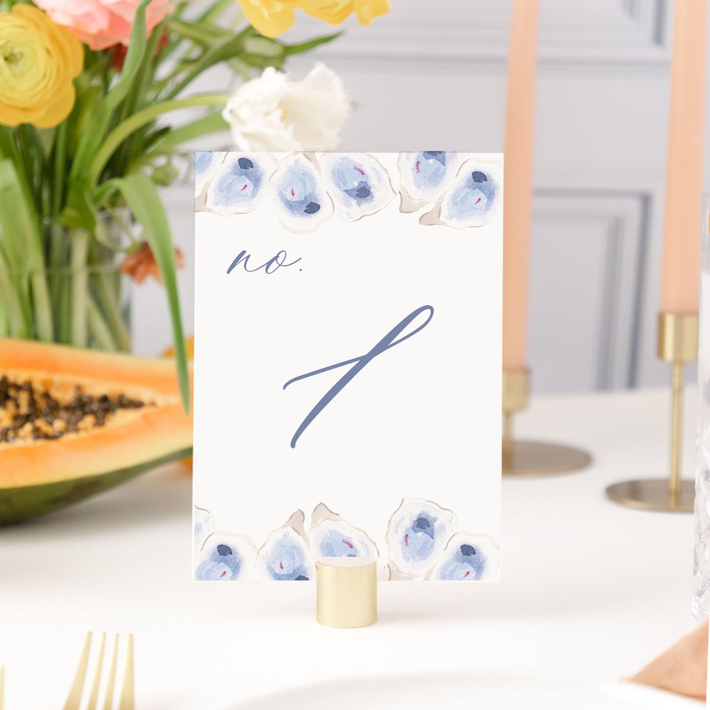 Oyster Watercolor Table Numbers | Watercolor Paper