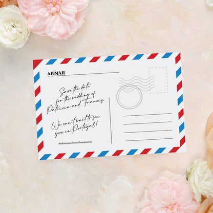 The Postcard | Semi-Custom Watercolor Save The Dates | Custom Artwork Included