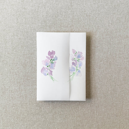 Purple Floral Vellum Wrap | A7 or A6 | Set of 10