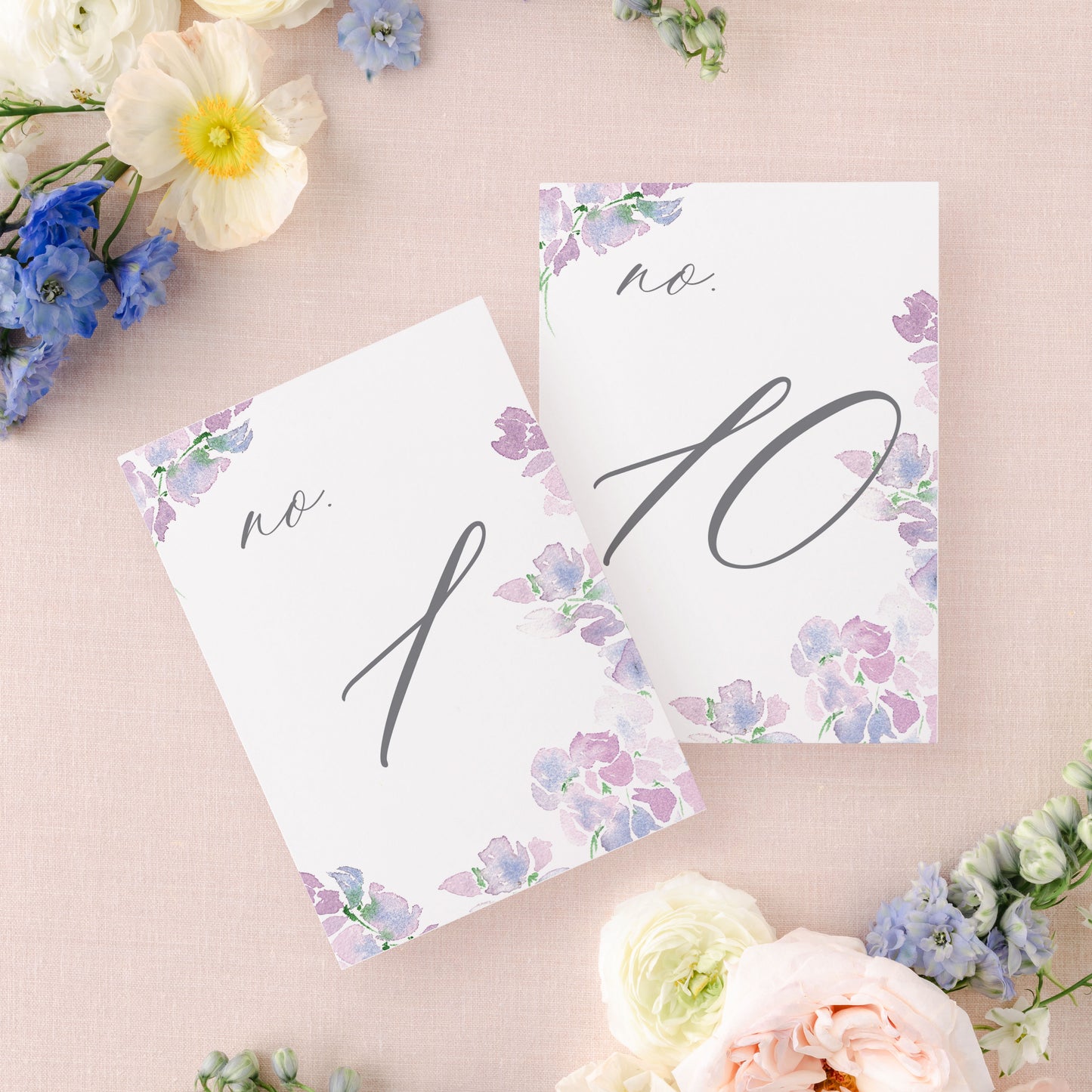 Purple Floral Watercolor Table Numbers | Watercolor Paper