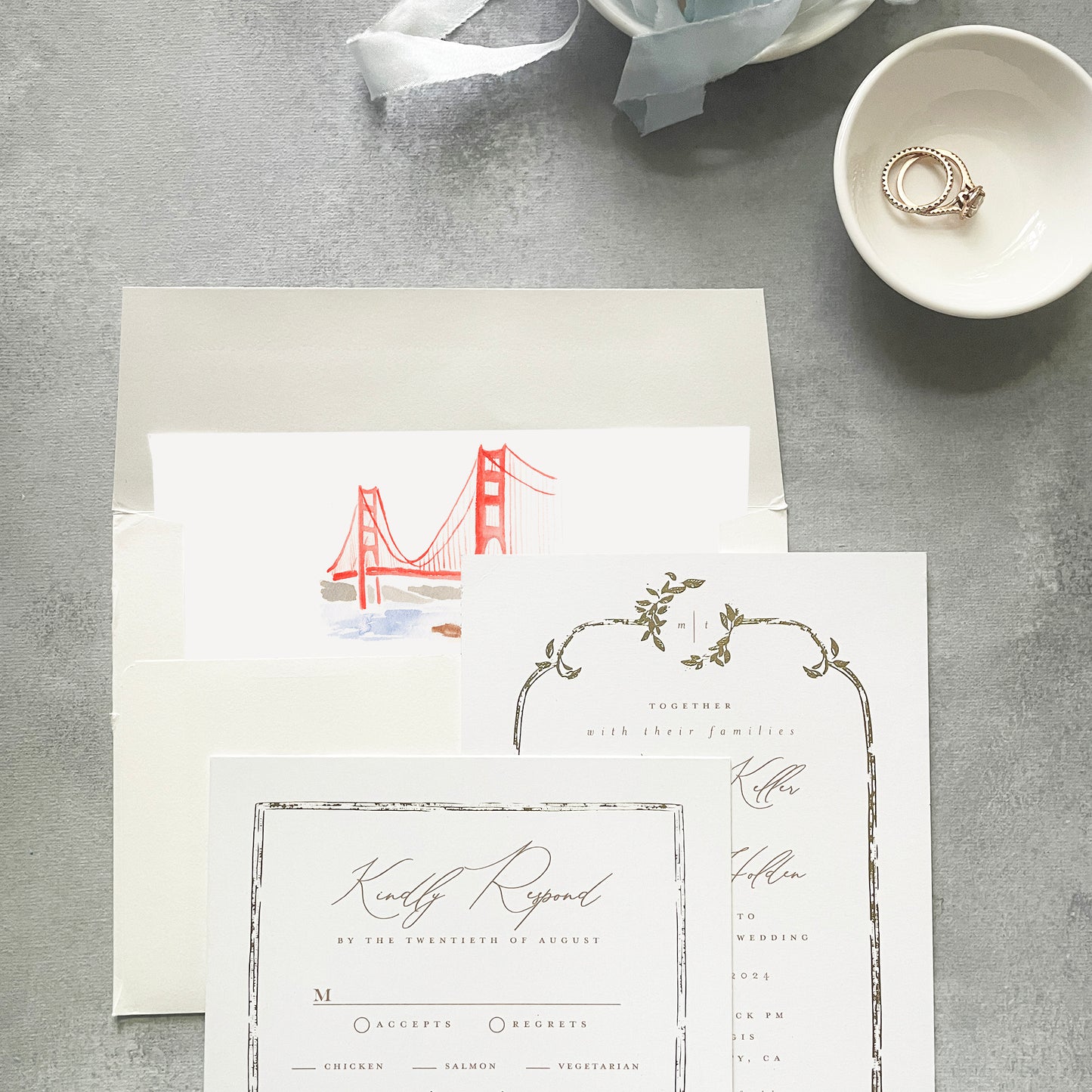 San Francisco Watercolor Envelope Liner | Square Flap | Set of 10