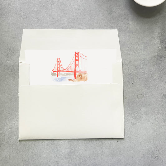 San Francisco Watercolor Envelope Liner | Square Flap | Set of 10