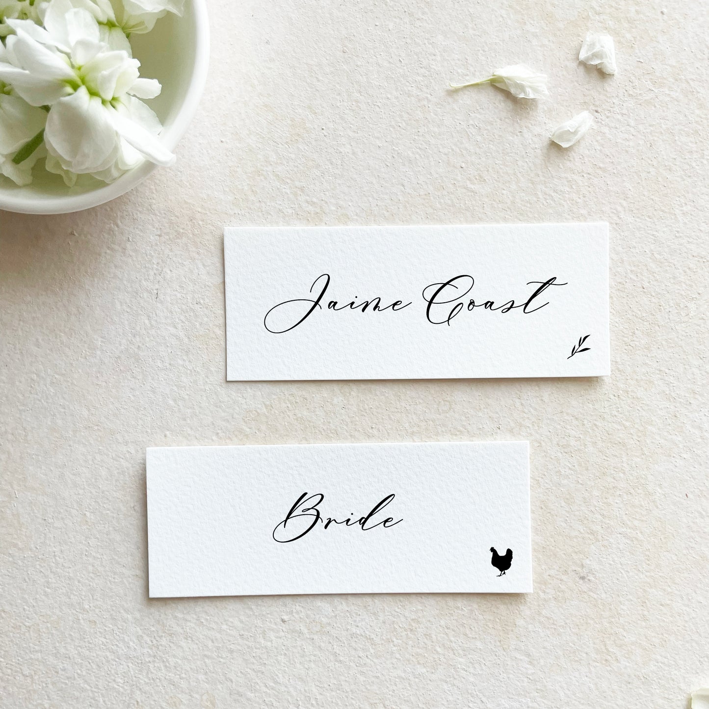 Slim Calligraphy Font Place Card | Set of 10 | Printed