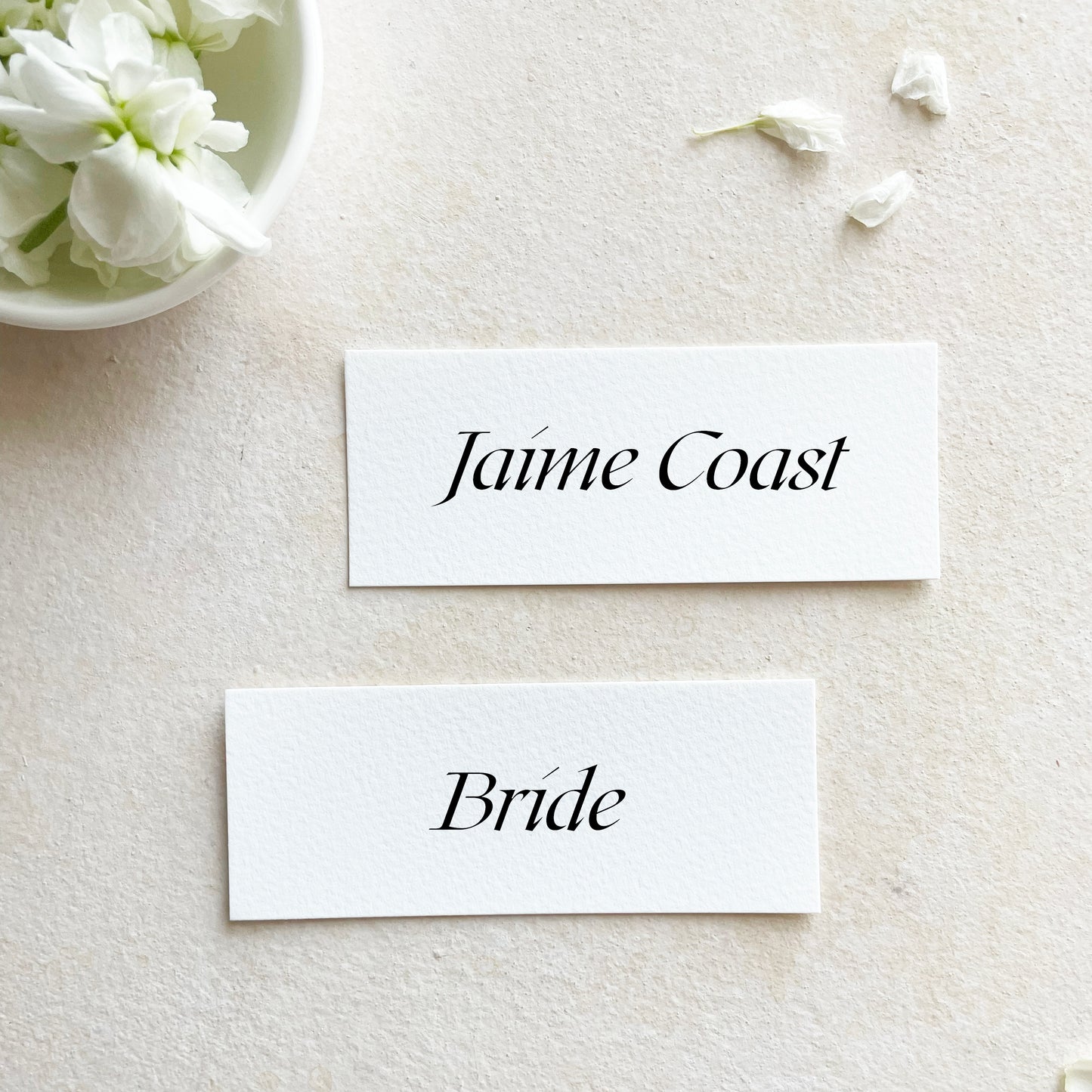 Slim Calligraphy Font Place Card | Set of 10 | Printed