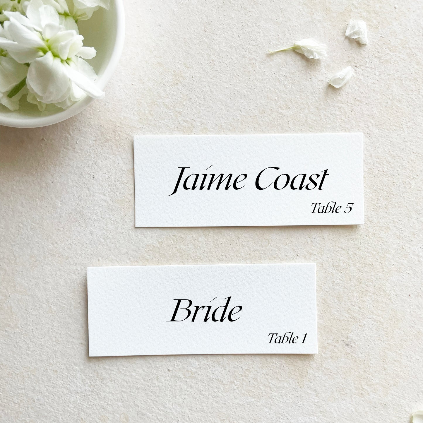 Slim Calligraphy Font Place Card | Set of 10 | Printed