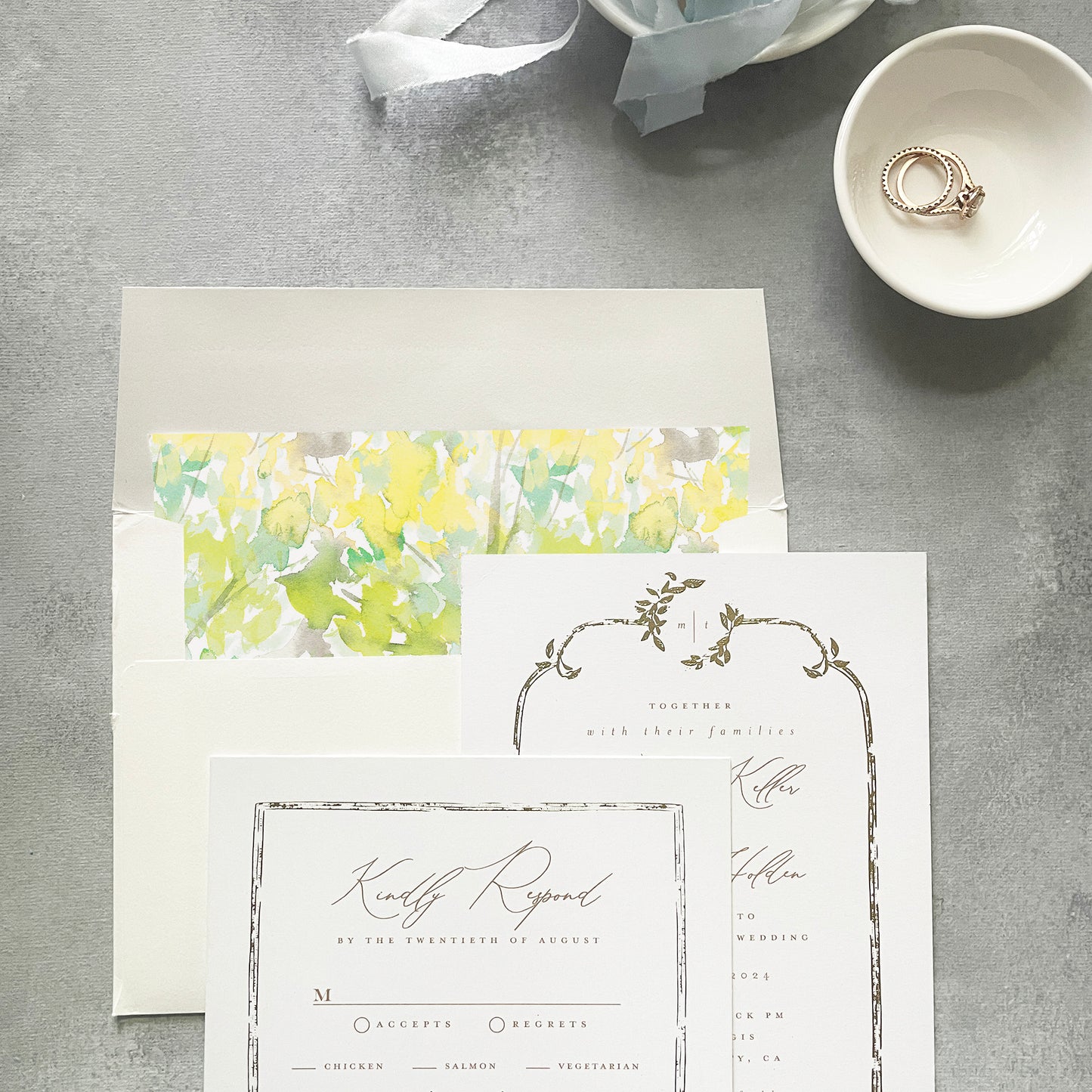 Spring Watercolor Envelope Liner | Square Flap | Set of 10