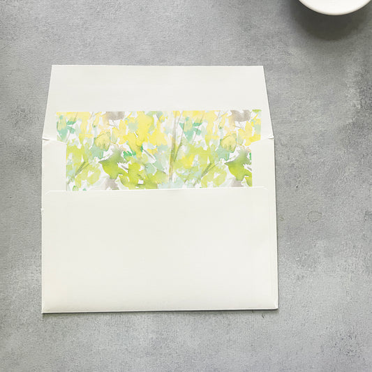 Spring Watercolor Envelope Liner | Square Flap | Set of 10