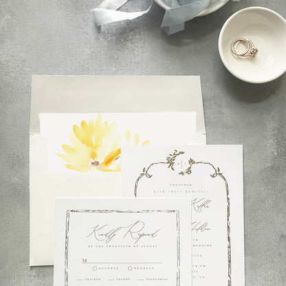 Rustic Sunflower Floral Envelope Liner | Square Flap | Set of 10