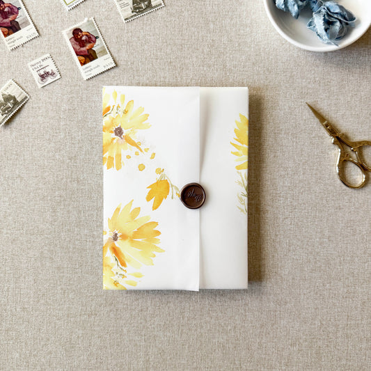 Sunflower Vellum Wrap | A7 or A6 | Set of 10