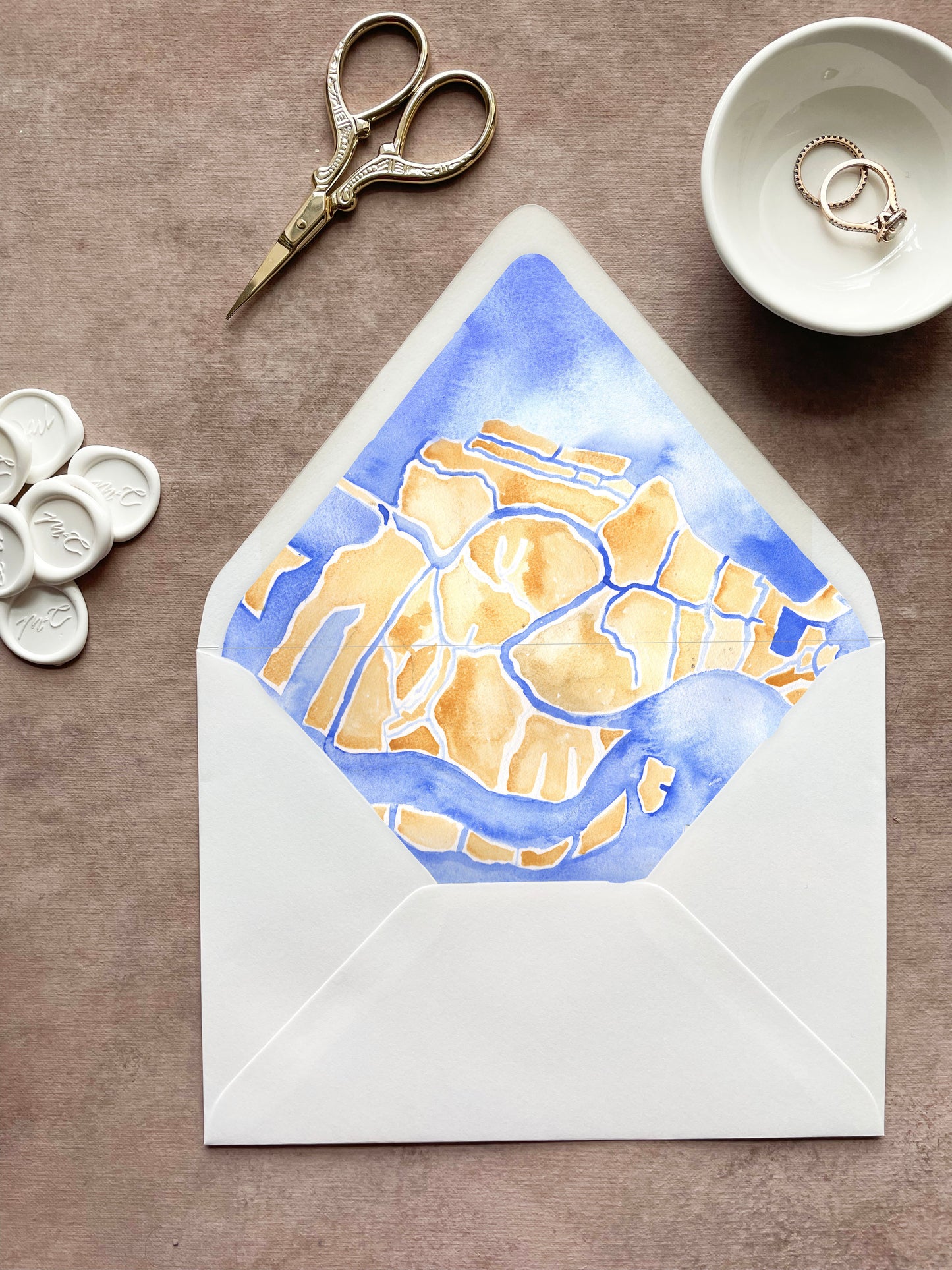 Custom Watercolor Envelope Liner | Euro Flap | Set of 10