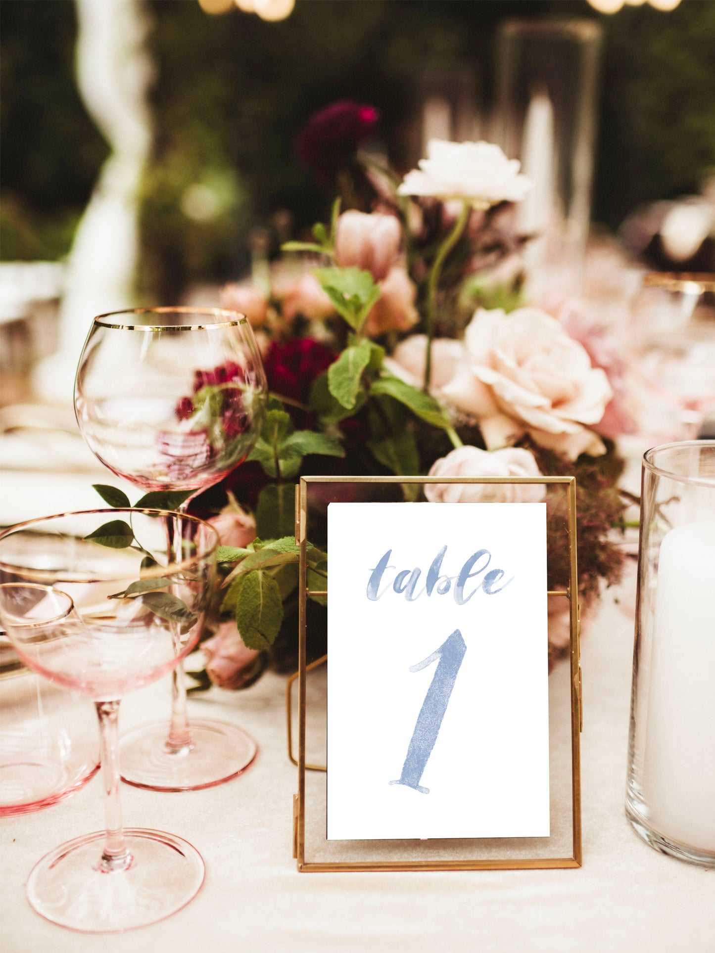 Blue Watercolor Table Numbers | Watercolor Paper