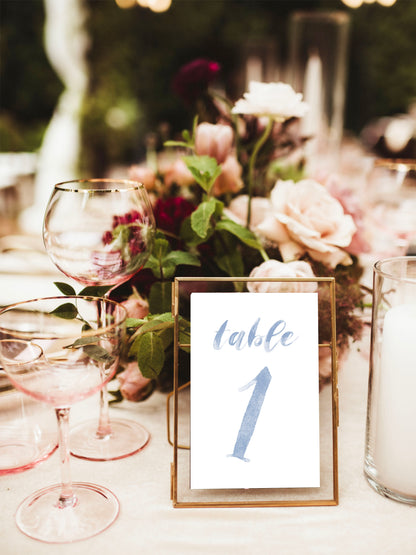 Blue Watercolor Table Numbers | Watercolor Paper