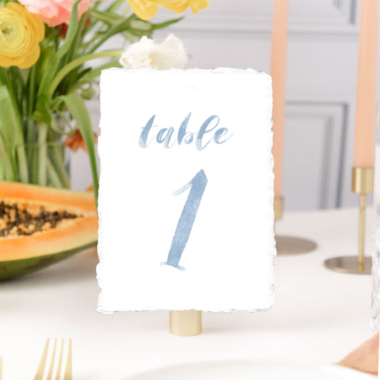 Blue Watercolor Table Numbers | Handmade Paper