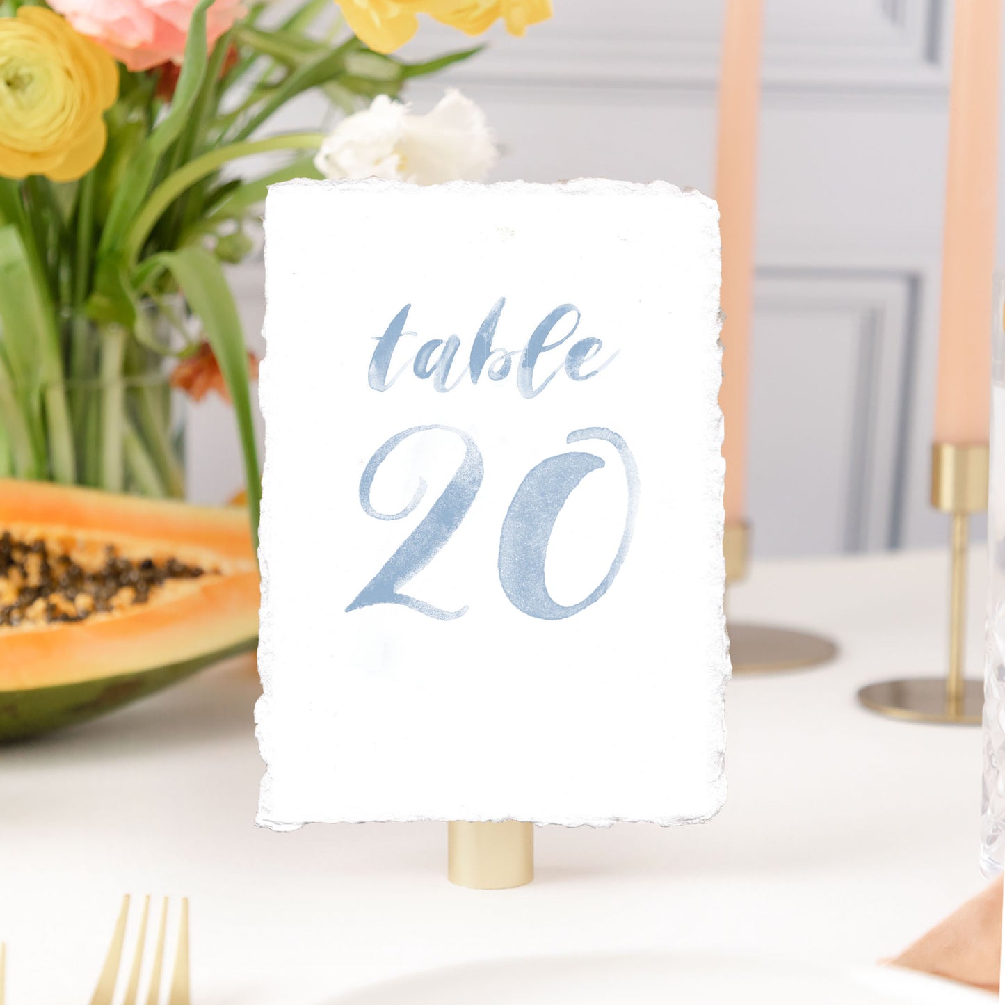 Blue Watercolor Table Numbers | Handmade Paper