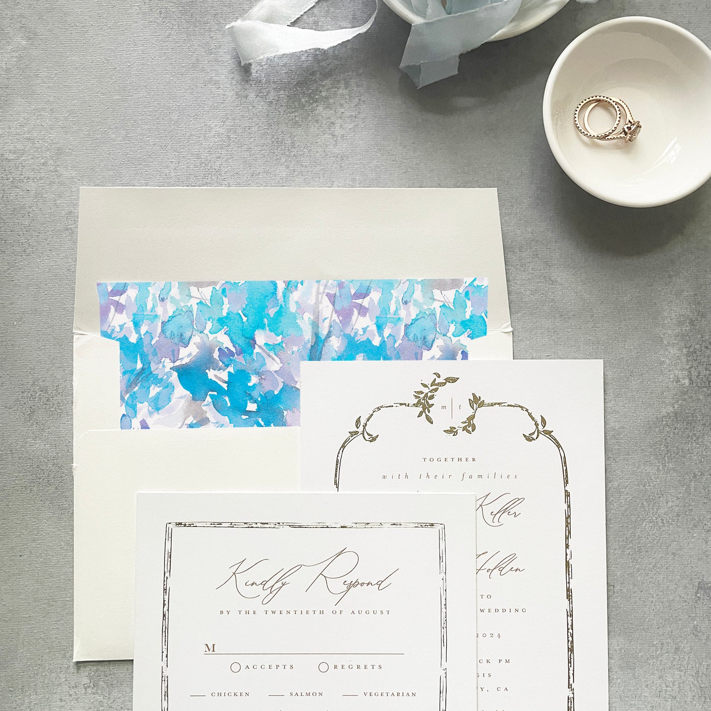 Winter Watercolor Envelope Liner | Square Flap | Set of 10